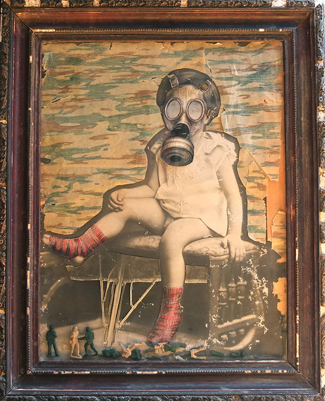 Gemälde, Kunst, Kind mit Atemschutzmaske
